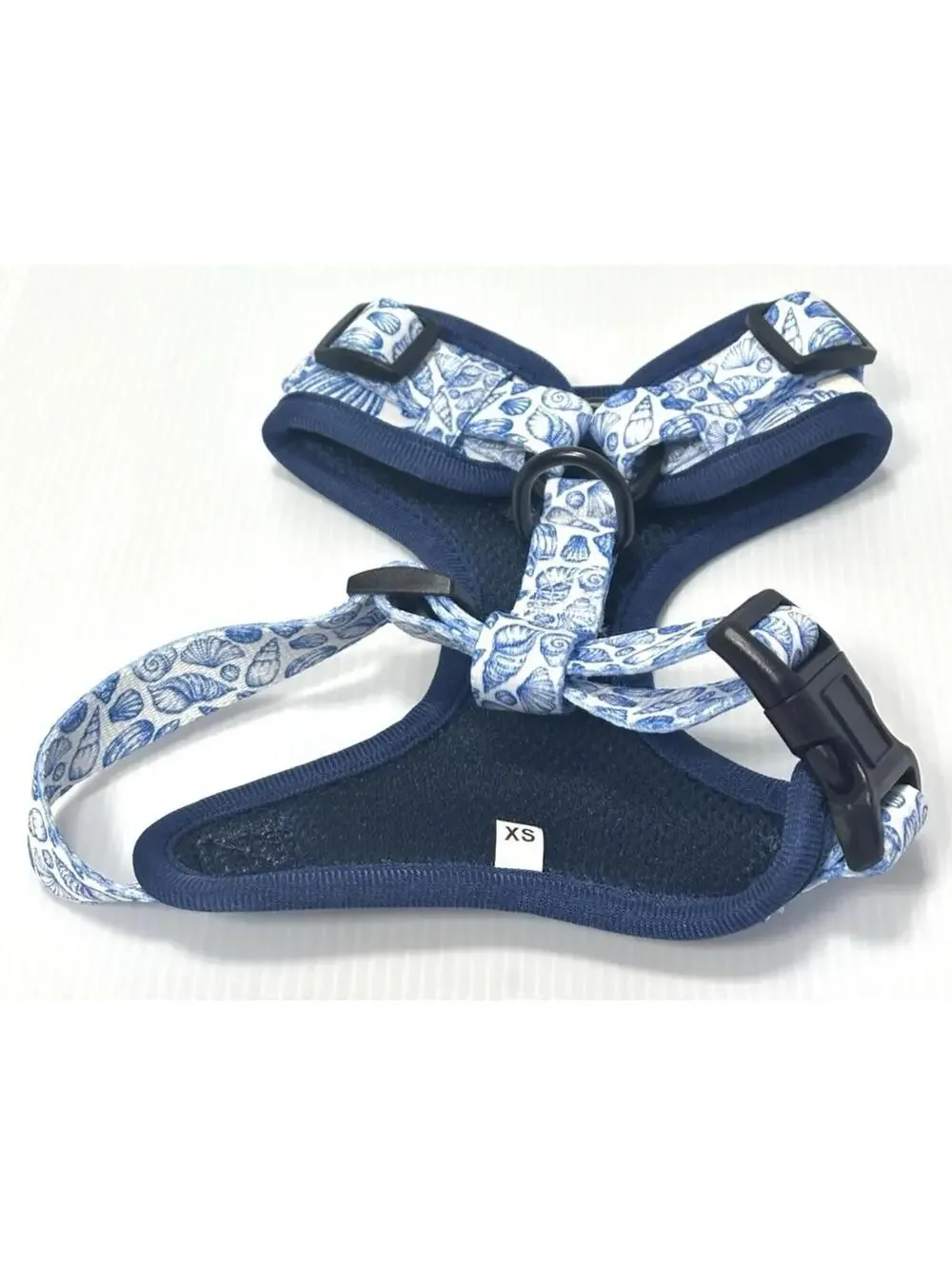 Pet Dog Harness XS - Blue & White Sea Shell Print - Mesh Padded ,Adjustable -NEW